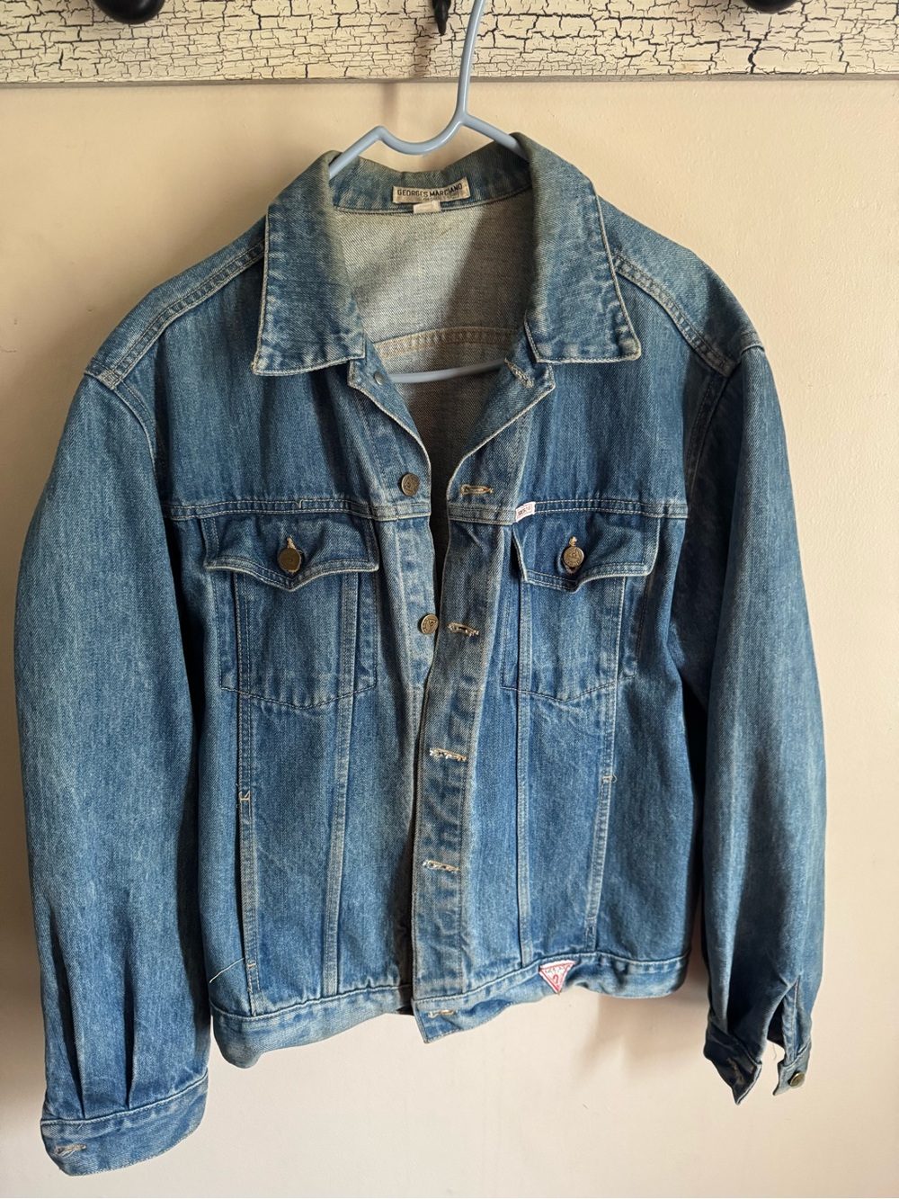 Guess Georges Marciano Blue Denim Bomber Jacket XL